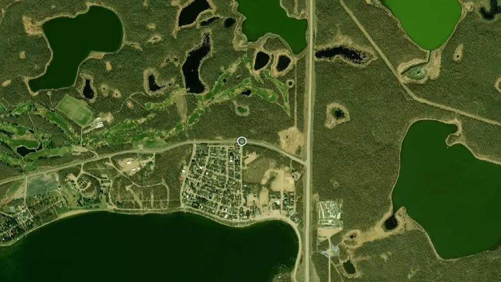 Aerial view of Lions Trailer Park and surroundings