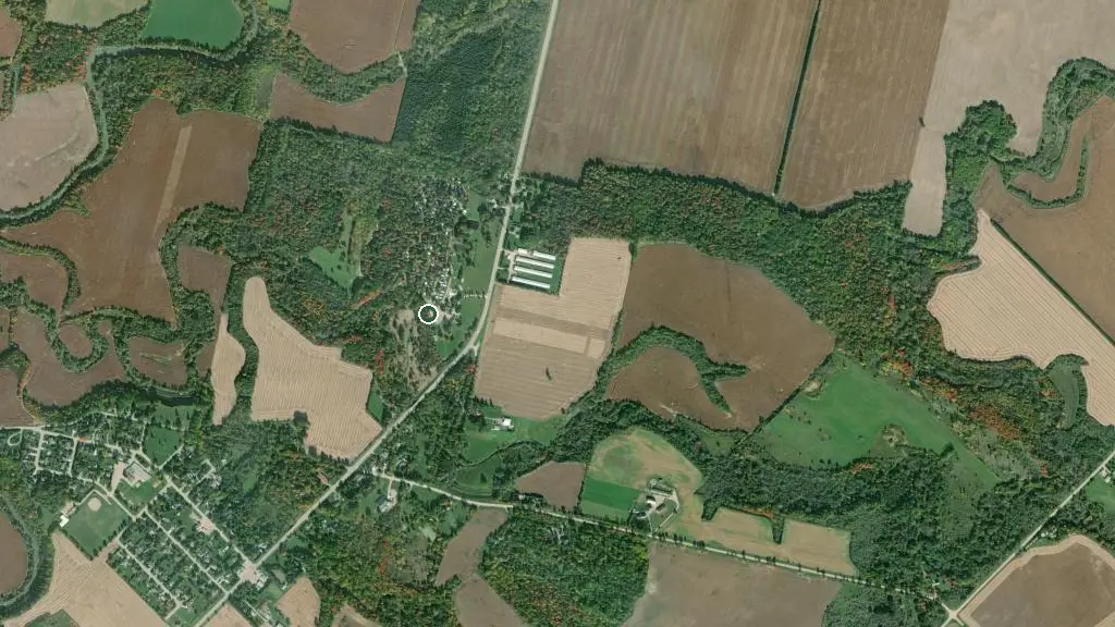 Aerial view of Shady Pines Campground Inc and surroundings