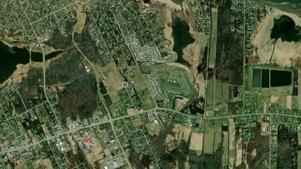Aerial view of Parlee Beach Provincial Park and surroundings
