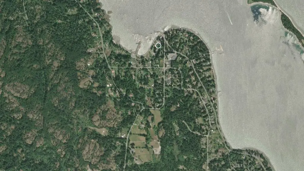 Aerial view of Heriot Bay Inn & Marina and surroundings