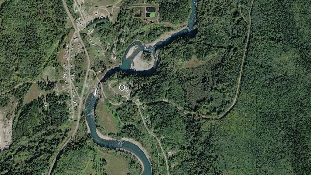 Aerial view of Moricetown RV Campsite and surroundings
