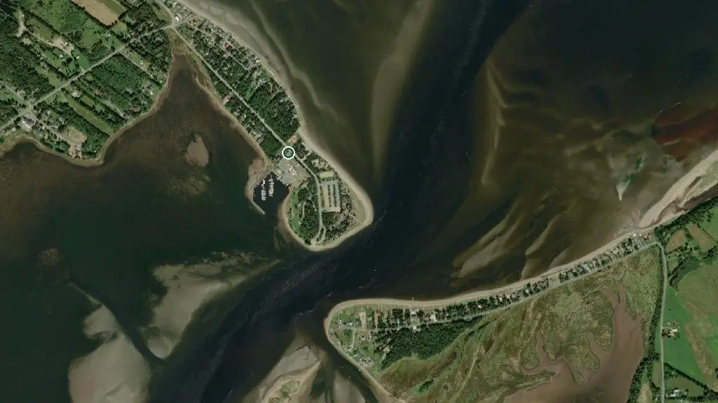 Aerial view of Bathurst Marina and surroundings