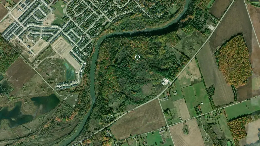 Aerial view of Komoka Provincial Park and surroundings