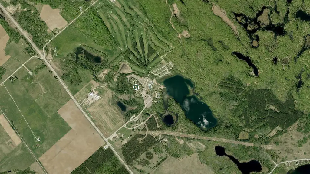 Aerial view of Logos Land RV Park and surroundings