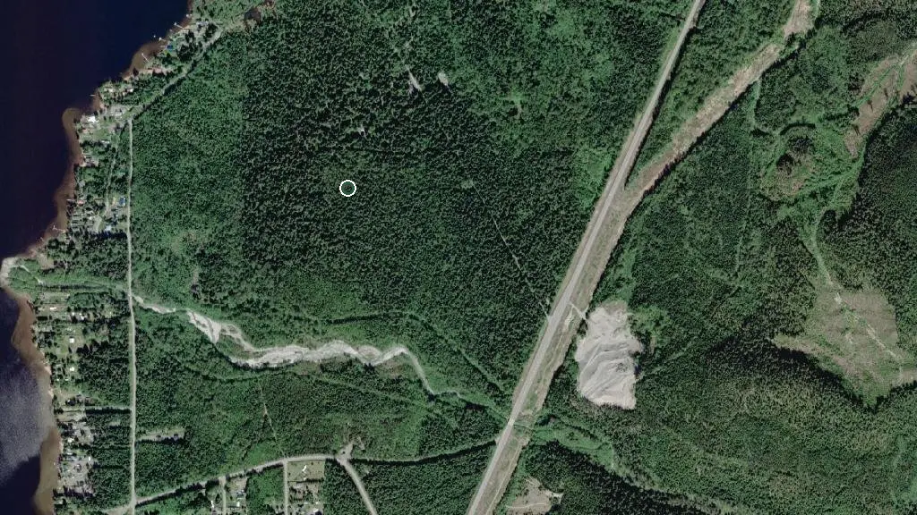 Aerial view of Lakelse Lake Provincial Park and surroundings