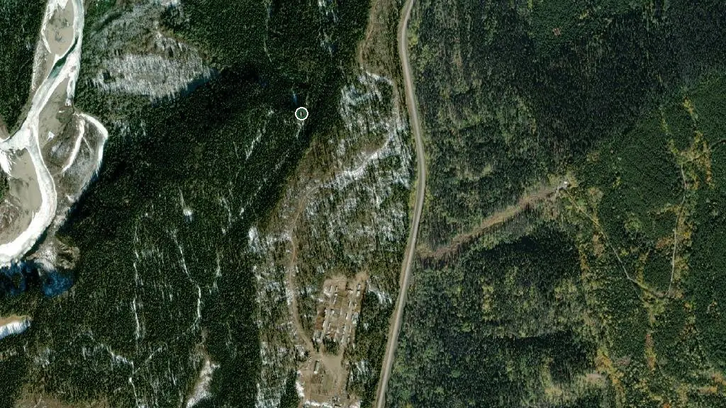 Aerial view of Lost haven cabin and surroundings