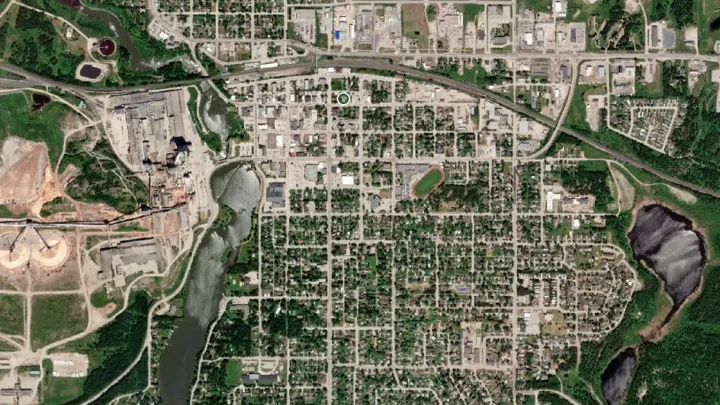 Aerial view of Northwestern Tent & RV Park and surroundings
