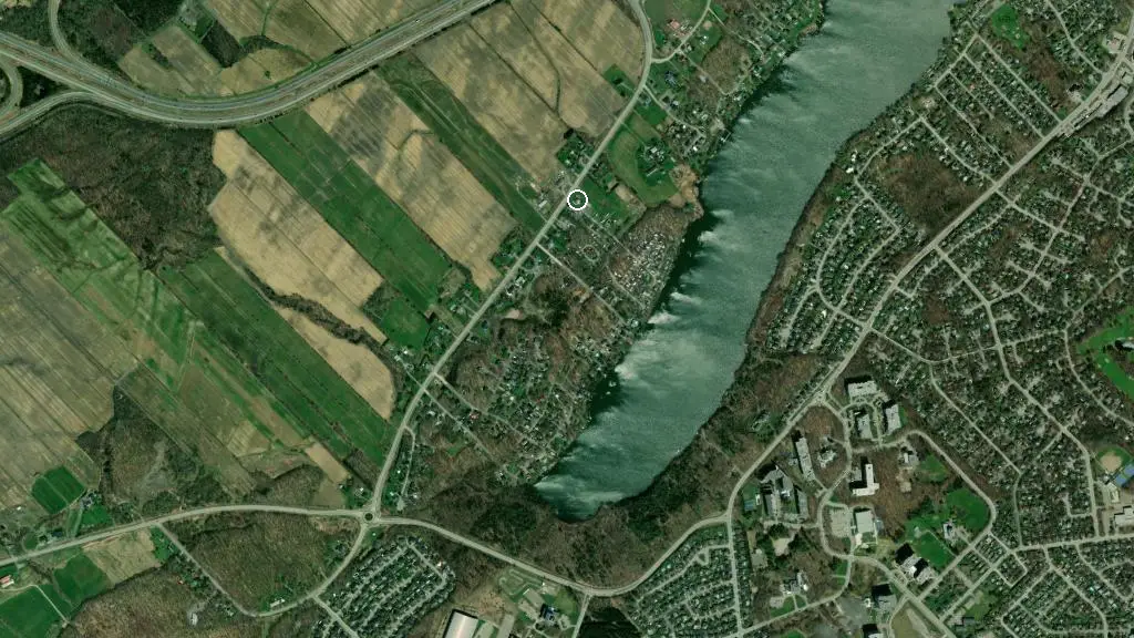 Aerial view of Camping Lac St-Augustin and surroundings