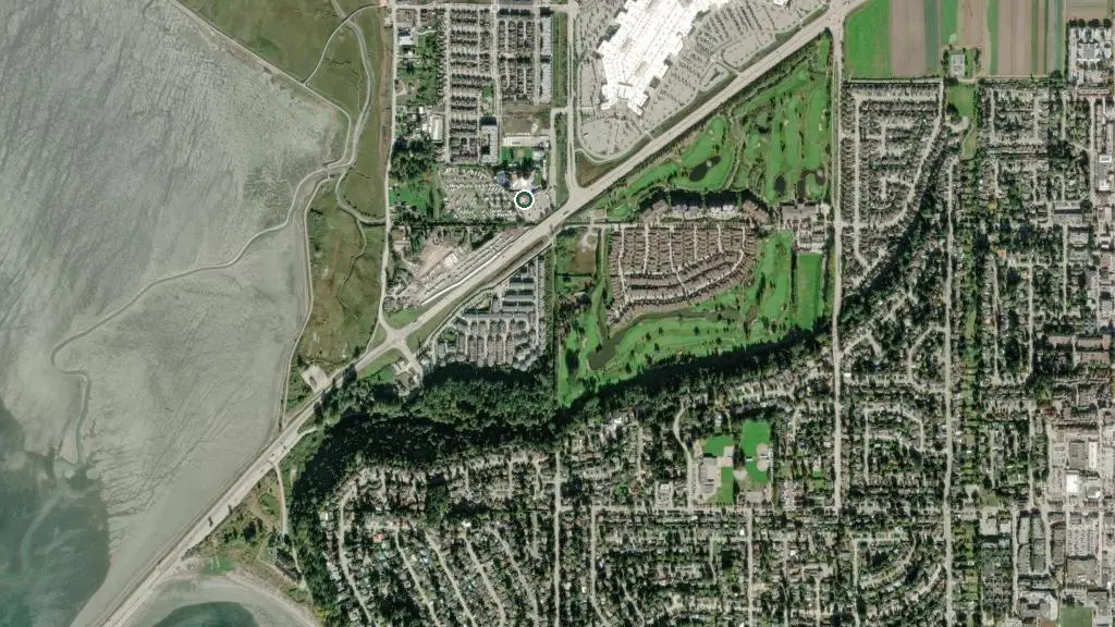 Aerial view of Tsawwassen RV Resort and surroundings