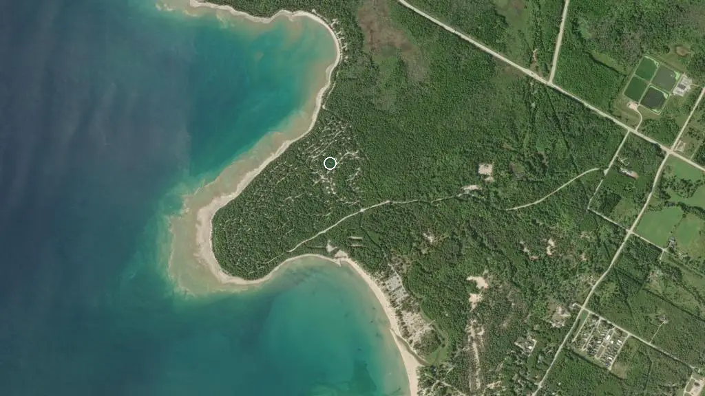Aerial view of Inverhuron Park - Holmes Bay Campground and surroundings