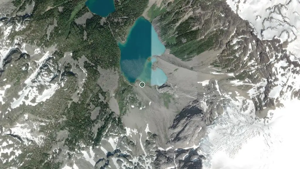 Aerial view of Upper Joffre Lake Campground and surroundings