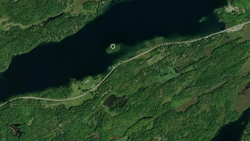 Aerial view of The Island (Owned by Silver Lake Wesleyan Camp) and surroundings