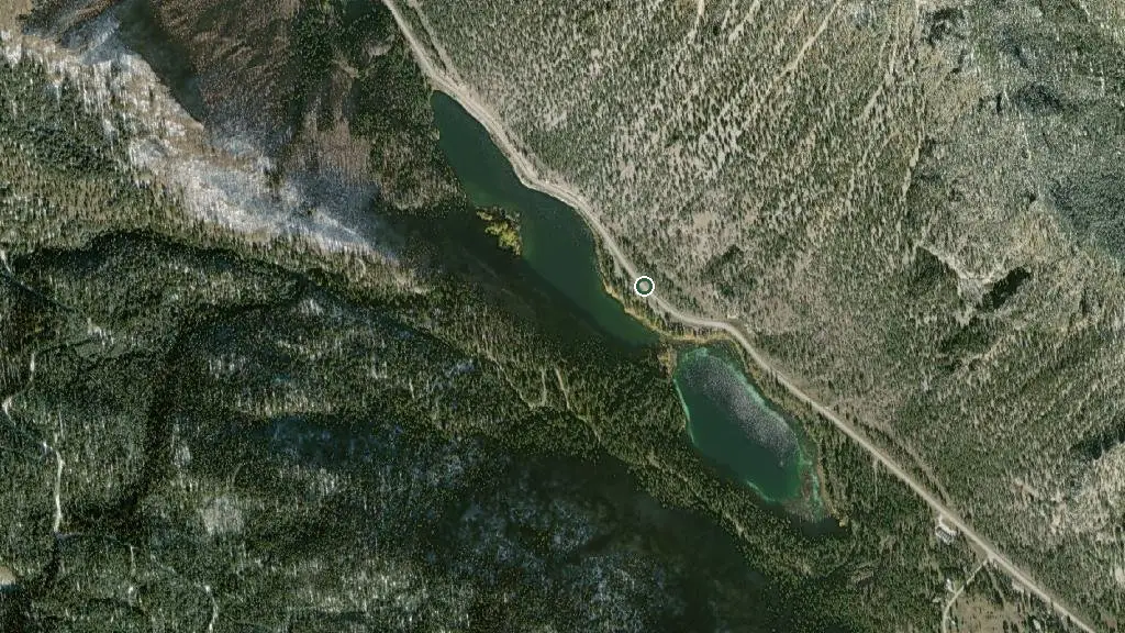Aerial view of Marble Canyon Provincial Park and surroundings