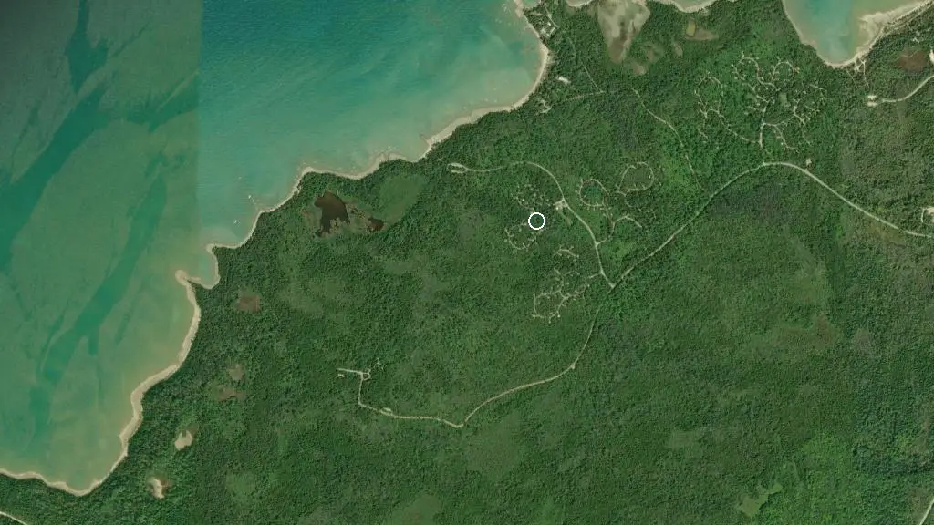 Aerial view of Huron Campground, MacGregor Point Provincial Park and surroundings