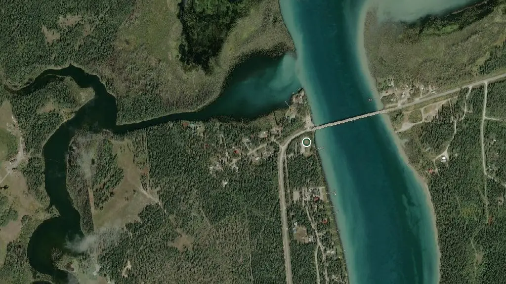 Aerial view of Six Mile River Resort and surroundings