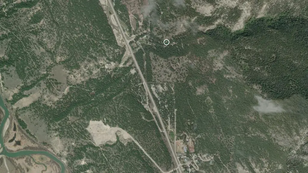 Aerial view of Dry Gulch Provincial Park and surroundings