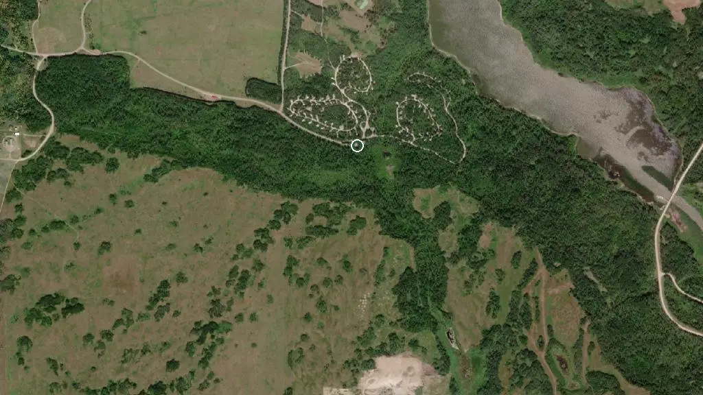 Aerial view of Asessippi Campground and surroundings