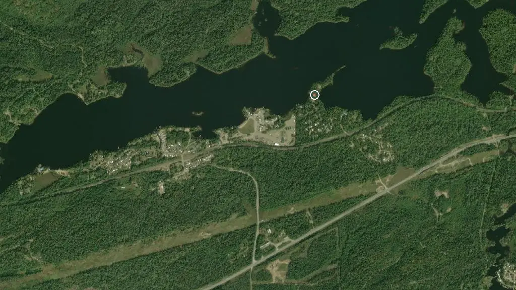 Aerial view of Birch Point Resort and surroundings