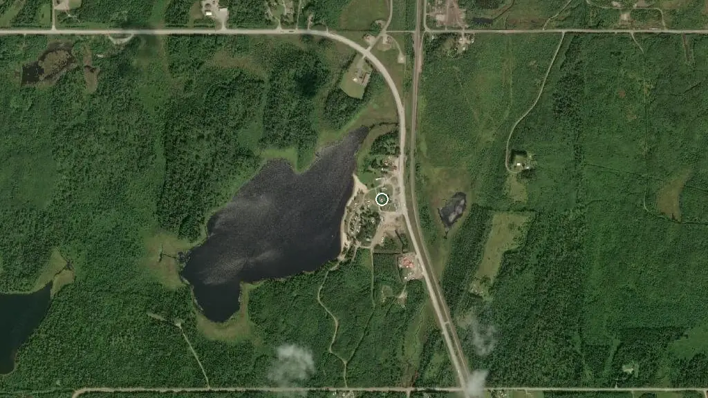 Aerial view of CAN-OP/G & G Service Upsala Campground and surroundings