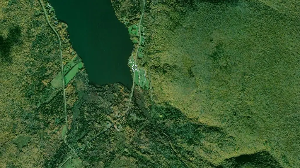Aerial view of Ainslie Village Campground and surroundings