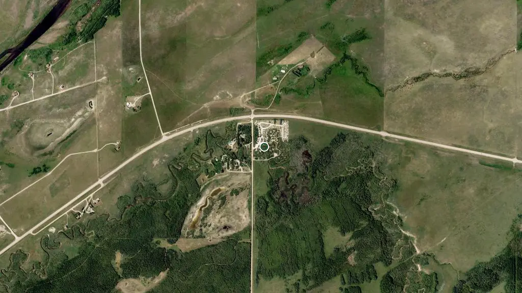 Aerial view of Crooked Creek Campground and surroundings