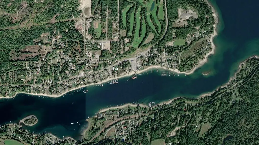 Aerial view of Red Dog Marina and RV Park and surroundings