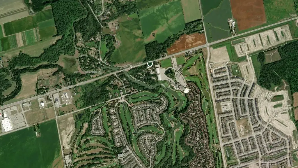 Aerial view of Rolling Acres Campground and surroundings