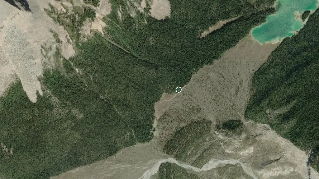 Aerial view of Robson Pass Campground and surroundings