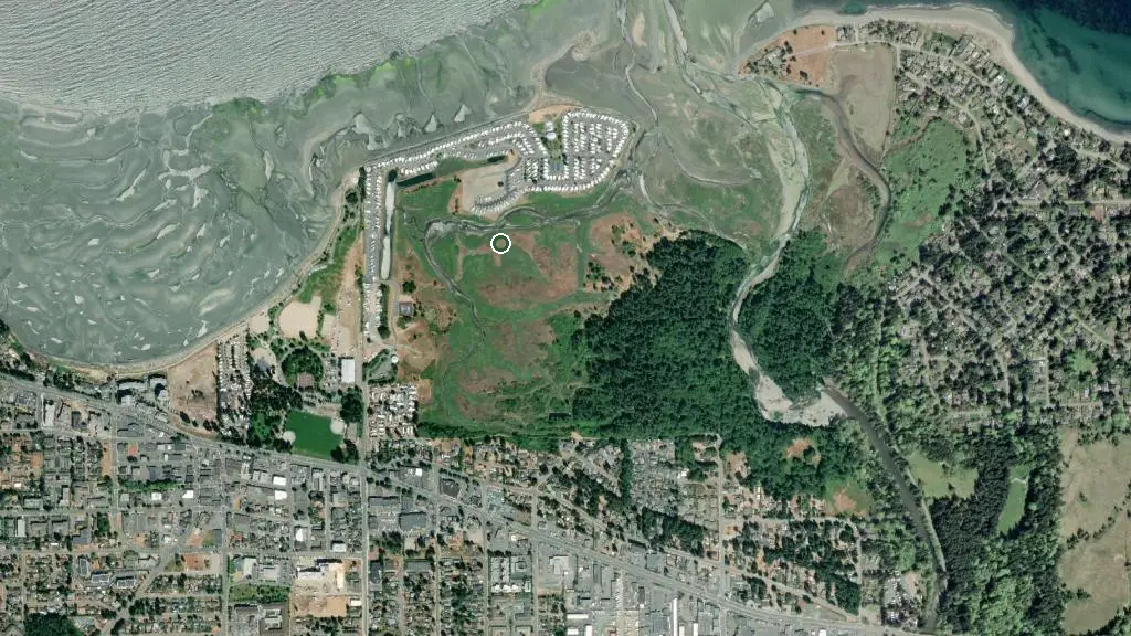 Aerial view of Surfside R.V. Resort and surroundings