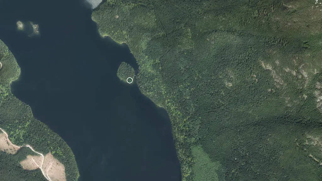 Aerial view of Anthony Island and surroundings
