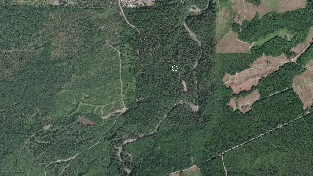 Aerial view of Englishman River Falls Provincial Park and surroundings