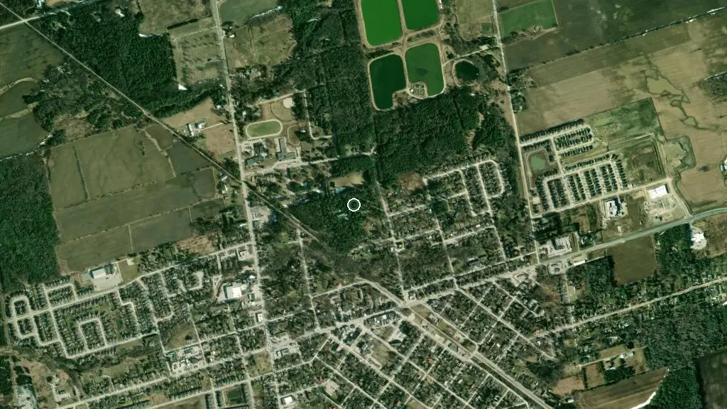 Aerial view of Stayner Camp & Christian Retreat Centre and surroundings