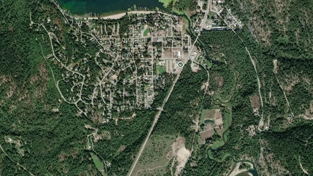 Aerial view of Christina Lake Motel & RV Park and surroundings