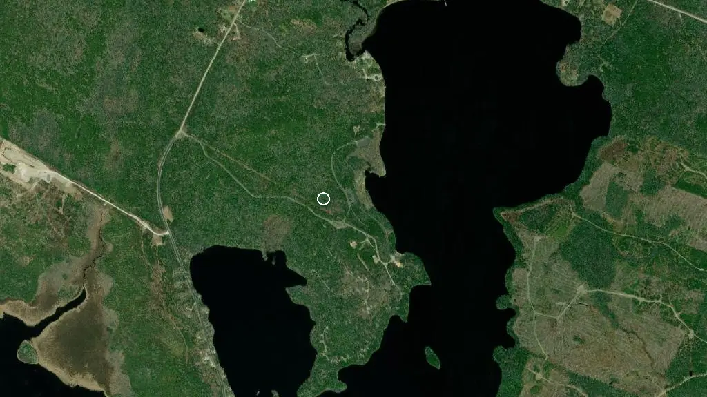 Aerial view of Ellenwood Lake Provincial Park and surroundings