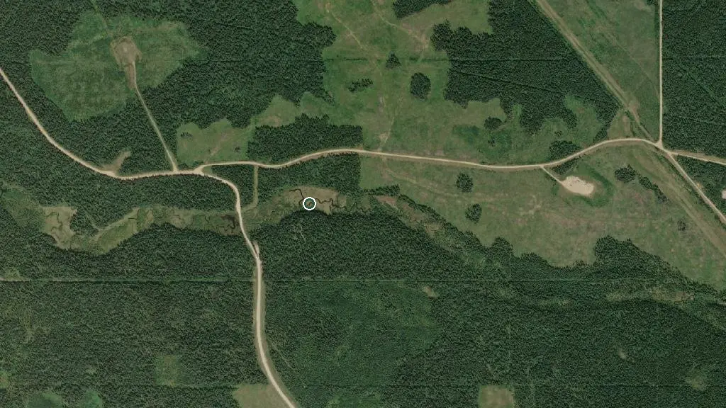 Aerial view of Little Sundance Creek Provincial Recreation Area and surroundings