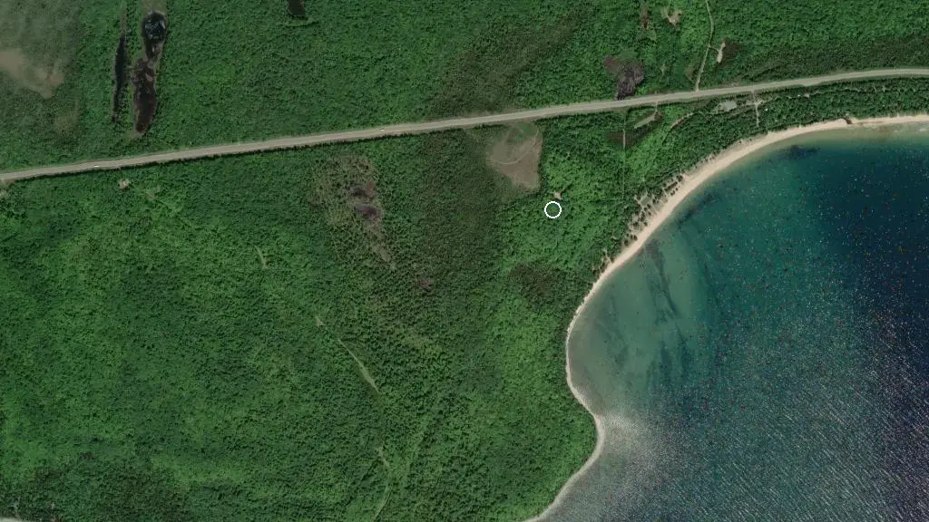 Aerial view of Pancake Bay - Hilltop Campground and surroundings