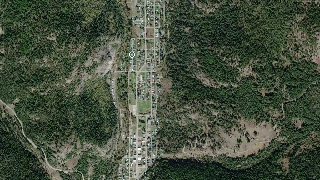 Aerial view of Fort Greenwood RV Park and surroundings