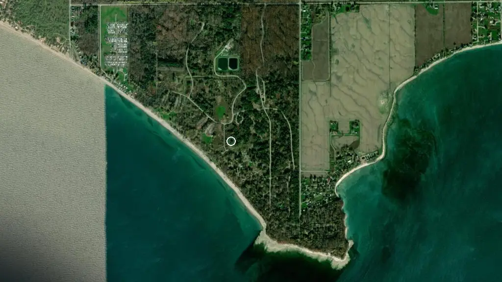 Aerial view of Rock Point Provincial Park and surroundings