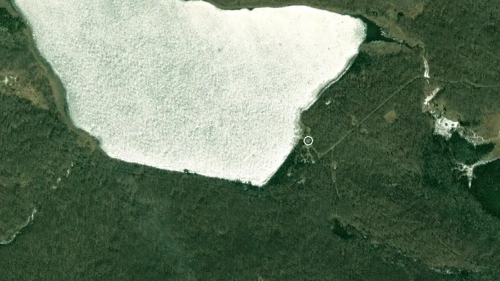 Aerial view of Hirtz Lake Campground and surroundings