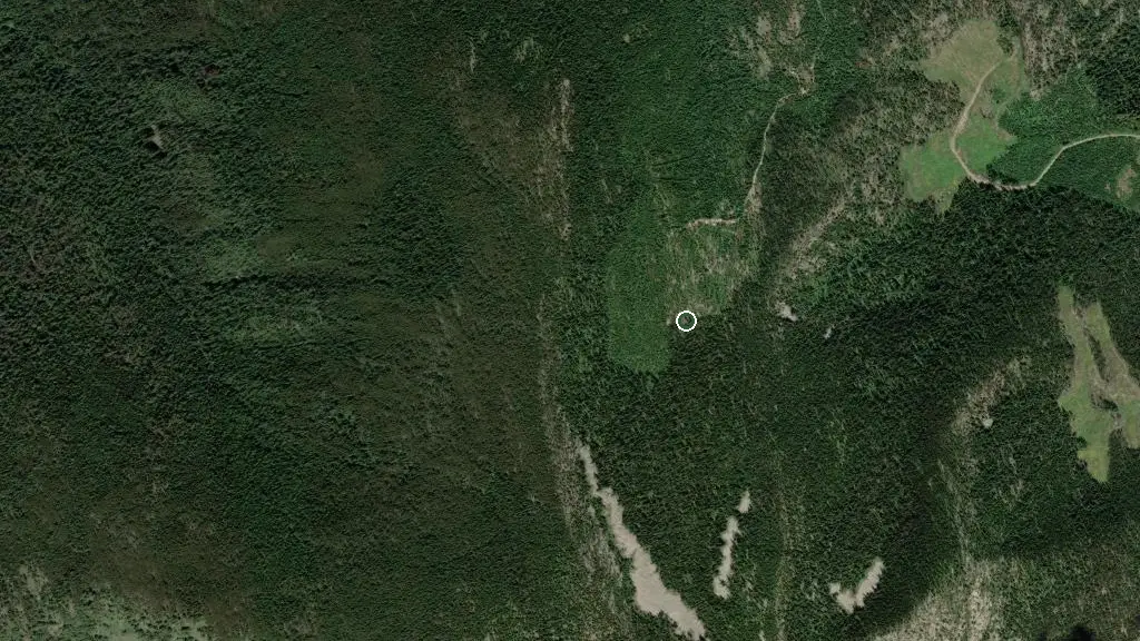 Aerial view of Lepsoe Basin Cabin and surroundings