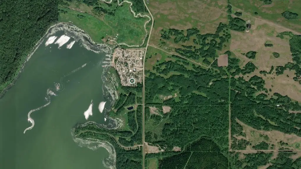 Aerial view of Sunny Beach RV Resort and surroundings