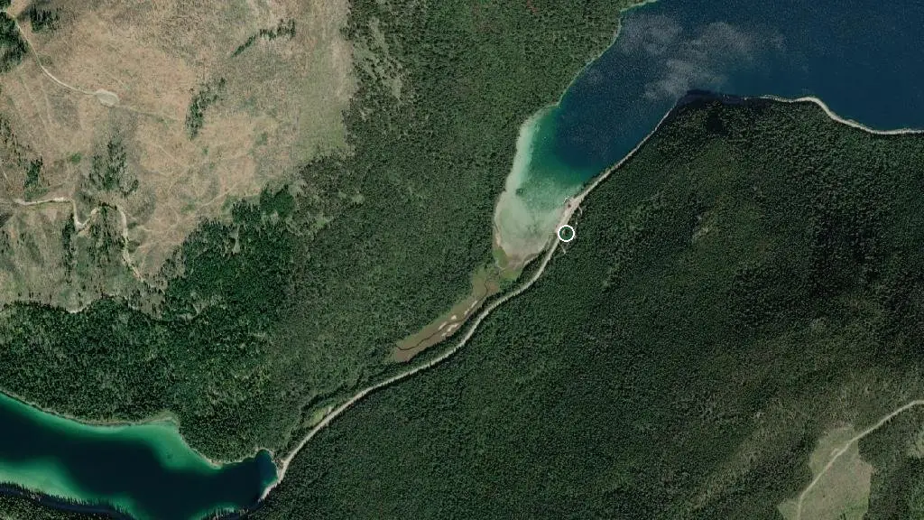 Aerial view of Packrat Point Campground and surroundings