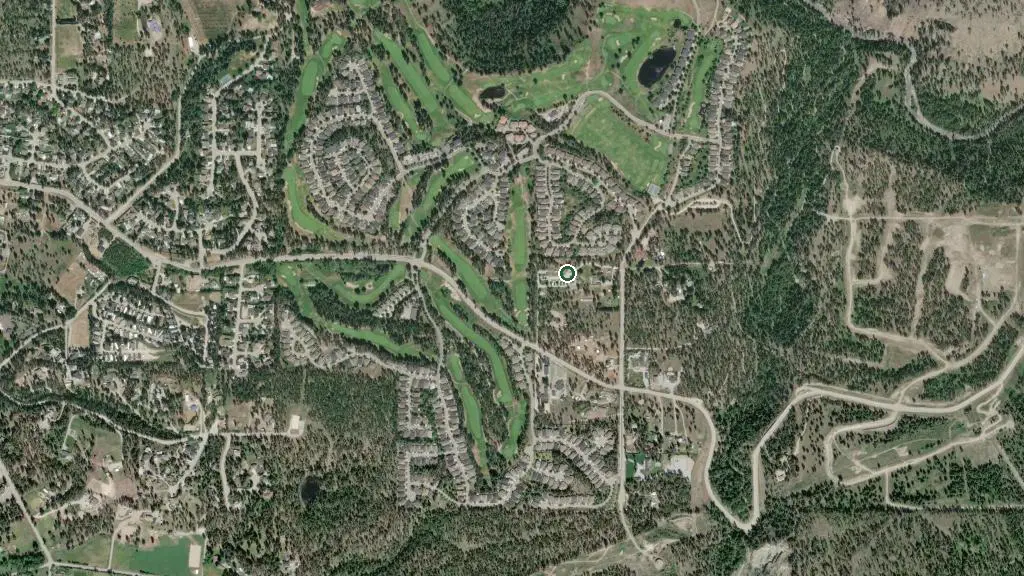 Aerial view of Canyon Farms RV Park and surroundings