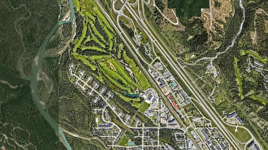Aerial view of Wapiti Campground and surroundings