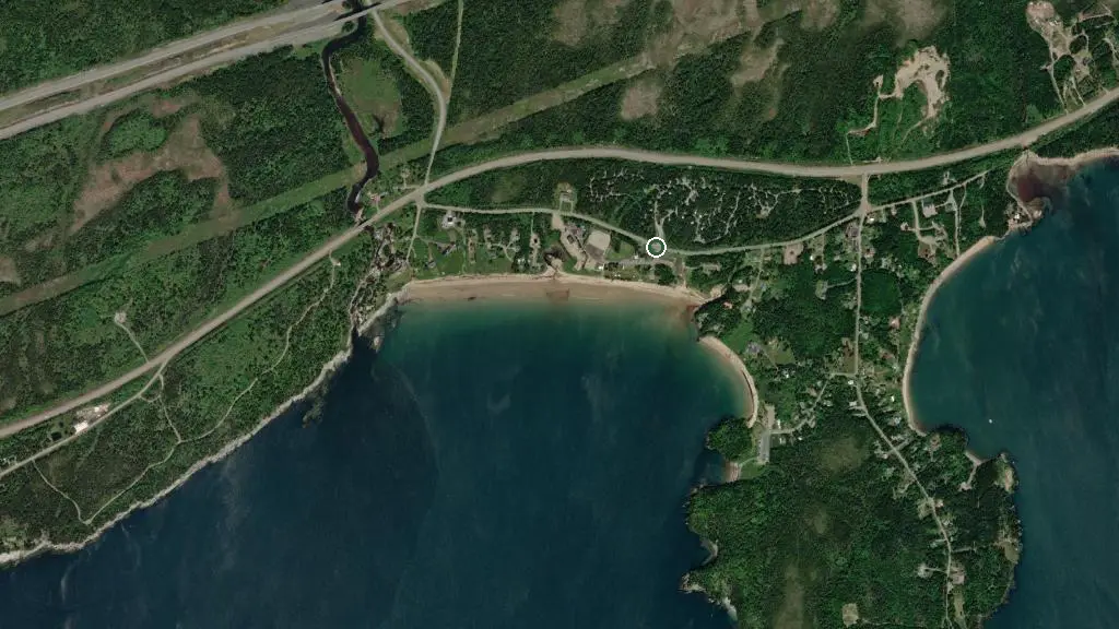 Aerial view of New River Beach Provincial Park and surroundings