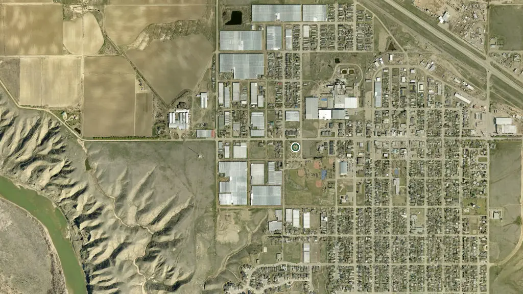 Aerial view of Redcliff Campground and surroundings