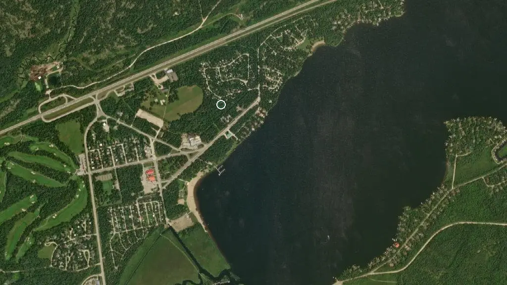 Aerial view of Whiteshell Provincial Park - Falcon Lakeshore Campground and surroundings