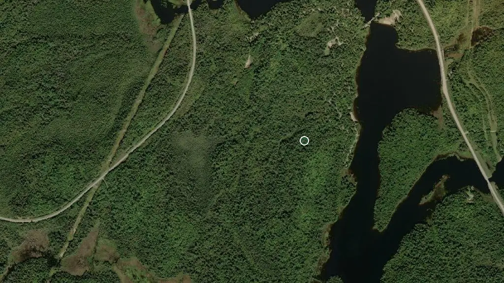 Aerial view of Marten River Provincial Park and surroundings