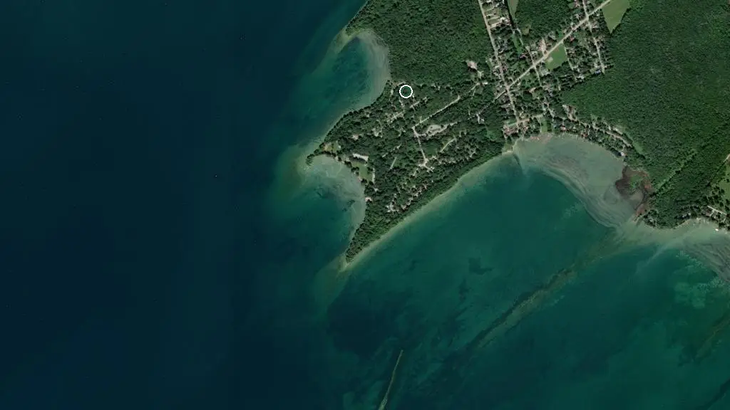 Aerial view of McRae Point Provincial Park and surroundings