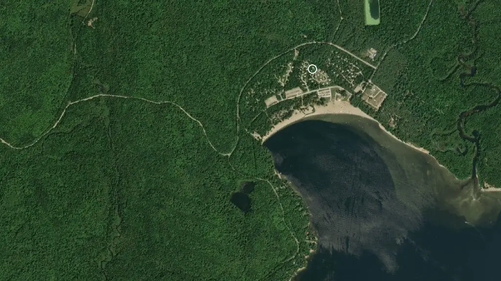 Aerial view of Centre touristique du Lac-Simon and surroundings